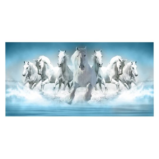 Tablou cai albi alergand prin apa alb albastru 1773 front - Afis Poster Tablou 7 cai albi alergand prin apa pentru living casa birou bucatarie livrare in 24 ore la cel mai bun pret.