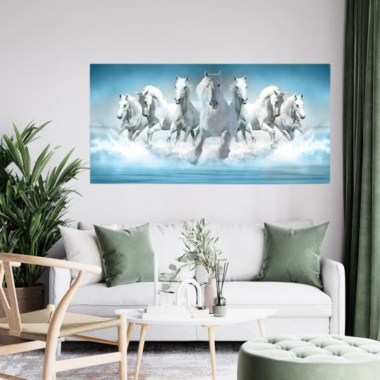 Tablou cai albi alergand prin apa alb albastru 1773 tablou living modern - Afis Poster Tablou 7 cai albi alergand prin apa pentru living casa birou bucatarie livrare in 24 ore la cel mai bun pret.