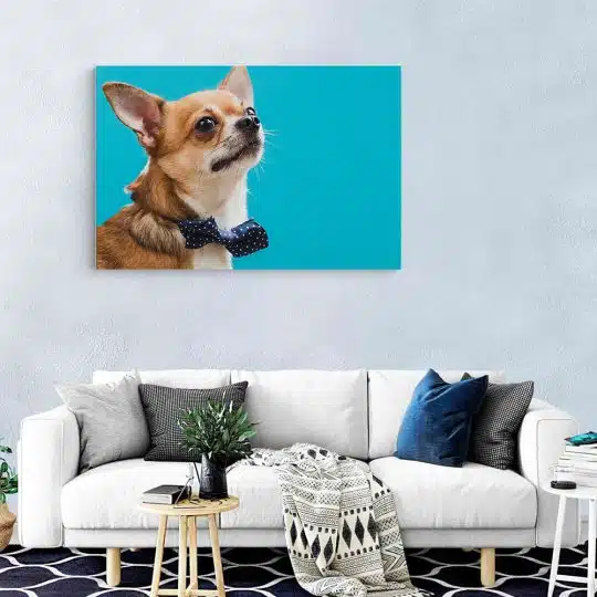 Tablou caine Chihuahua cu papion albastru 4183 living modern