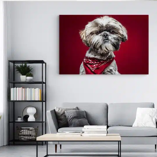 Tablou caine Shih Tzu cu bandana 4178 living modern 4