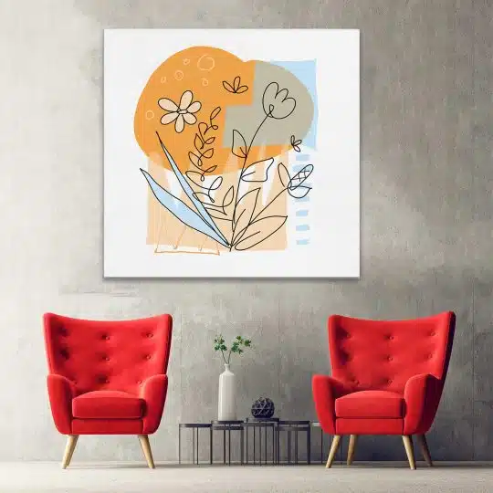 Tablou canvas Boho minimalism flori portocaliu 1334 hol - Afis Poster tablou boho flori pentru living casa birou bucatarie livrare in 24 ore la cel mai bun pret.