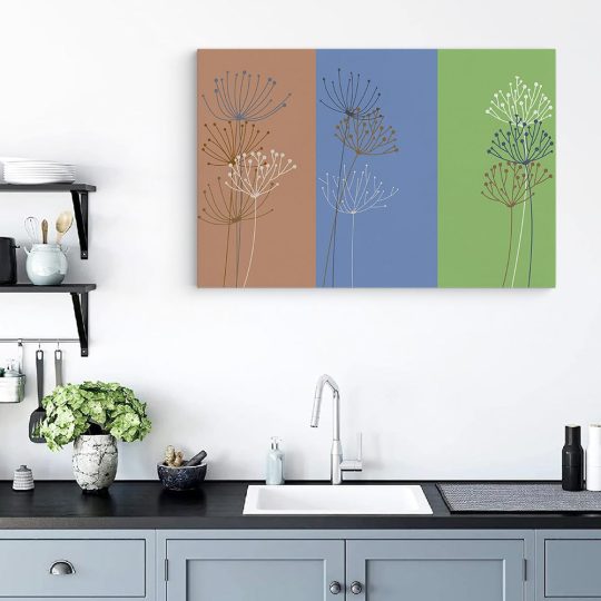 Tablou canvas Boho minimalism papadii verde albastru 1364 bucatarie - Afis Poster Tablou minimalist papadii pentru living casa birou bucatarie livrare in 24 ore la cel mai bun pret.