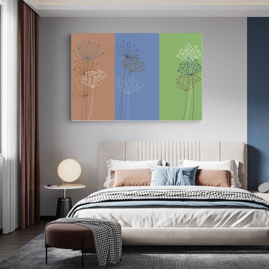 Tablou canvas Boho minimalism papadii verde albastru 1364 dormitor - Afis Poster Tablou minimalist papadii pentru living casa birou bucatarie livrare in 24 ore la cel mai bun pret.