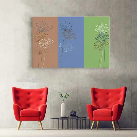 Tablou canvas Boho minimalism papadii verde albastru 1364 hol - Afis Poster Tablou minimalist papadii pentru living casa birou bucatarie livrare in 24 ore la cel mai bun pret.