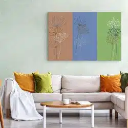 Tablou canvas Boho minimalism papadii verde albastru 1364 living 1 - Afis Poster Tablou minimalist papadii pentru living casa birou bucatarie livrare in 24 ore la cel mai bun pret.