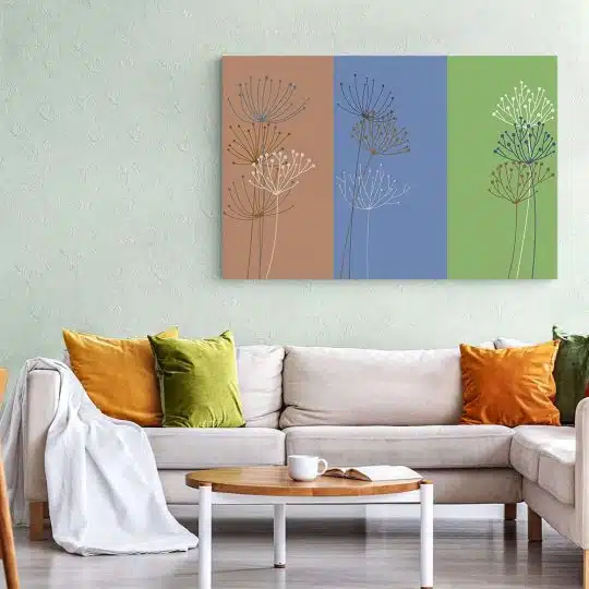 Tablou canvas Boho minimalism papadii verde albastru 1364 living 1 - Afis Poster Tablou minimalist papadii pentru living casa birou bucatarie livrare in 24 ore la cel mai bun pret.