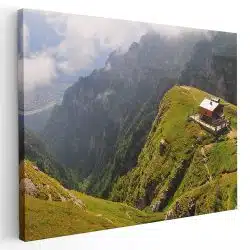 Tablou canvas Cabana Caraiman Bucegi albastru verde rosu 1153 - Afis Poster Cabana Caraiman Bucegi Romania albastru verde pentru living casa birou bucatarie livrare in 24 ore la cel mai bun pret.