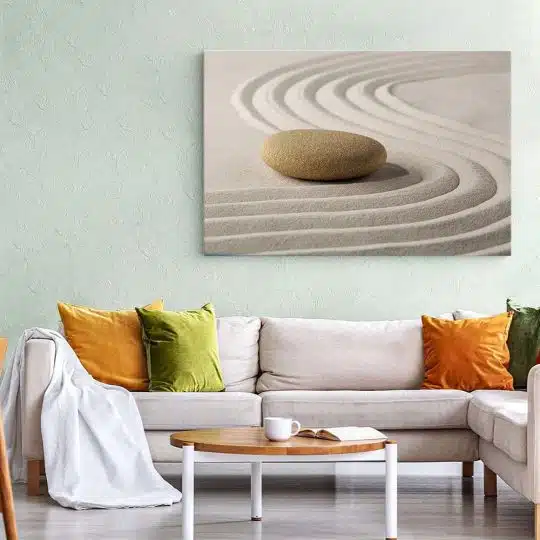 Tablou canvas Gradina Zen meditatie si relaxare crem maro 1242 living 1 - Afis Poster Gradina Zen meditatie si relaxare crem maro pentru living casa birou bucatarie livrare in 24 ore la cel mai bun pret.