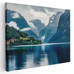 Tablou canvas Lacul Lovatnet Norvegia albastru verde 1170 - Afis Poster peisaj Lacul Lovatnet Norvegia albastru pentru living casa birou bucatarie livrare in 24 ore la cel mai bun pret.