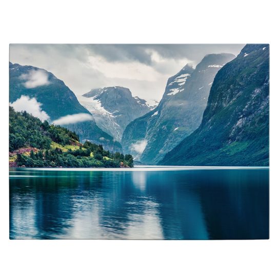 Tablou canvas Lacul Lovatnet Norvegia albastru verde 1170 front - Afis Poster peisaj Lacul Lovatnet Norvegia albastru pentru living casa birou bucatarie livrare in 24 ore la cel mai bun pret.