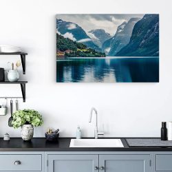 Tablou canvas Lacul Lovatnet Norvegia albastru verde 1170 bucatarie - Afis Poster peisaj Lacul Lovatnet Norvegia albastru pentru living casa birou bucatarie livrare in 24 ore la cel mai bun pret.