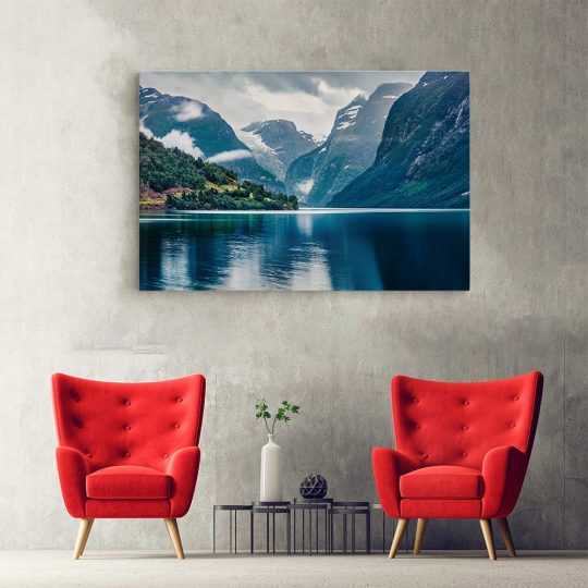 Tablou canvas Lacul Lovatnet Norvegia albastru verde 1170 hol - Afis Poster peisaj Lacul Lovatnet Norvegia albastru pentru living casa birou bucatarie livrare in 24 ore la cel mai bun pret.