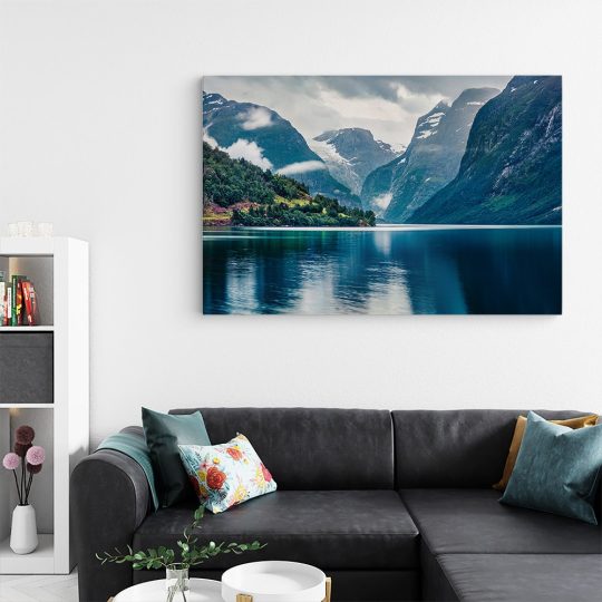 Tablou canvas Lacul Lovatnet Norvegia albastru verde 1170 living - Afis Poster peisaj Lacul Lovatnet Norvegia albastru pentru living casa birou bucatarie livrare in 24 ore la cel mai bun pret.