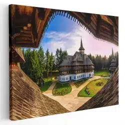 Tablou canvas Manastirea Barsana Maramures Romania albastru maro 1166 - Afis Poster Manastirea Barsana Maramures Romania albastru maro pentru living casa birou bucatarie livrare in 24 ore la cel mai bun pret.