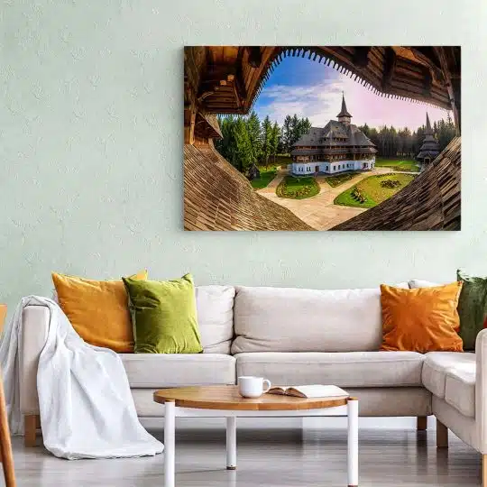 Tablou canvas Manastirea Barsana Maramures Romania albastru maro 1166 living 1 - Afis Poster Manastirea Barsana Maramures Romania albastru maro pentru living casa birou bucatarie livrare in 24 ore la cel mai bun pret.