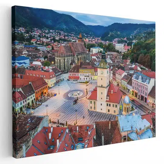 Tablou canvas Piata Sfatului Brasov Romania rosu verde 1184 - Afis Poster Piata Sfatului Brasov Romania rosu verde pentru living casa birou bucatarie livrare in 24 ore la cel mai bun pret.