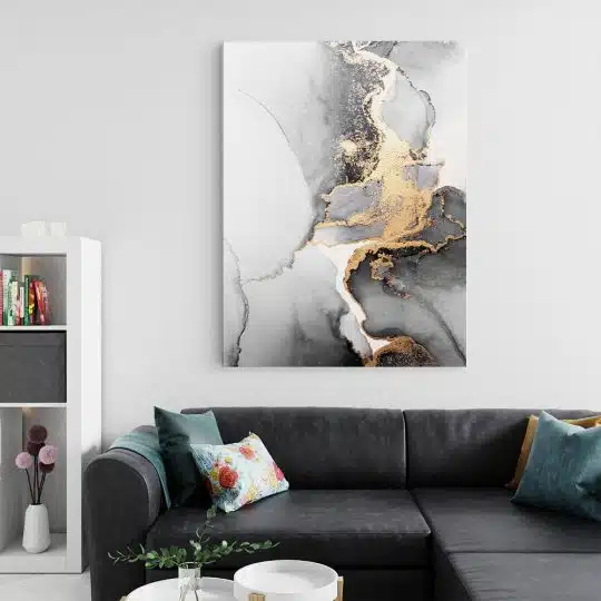 Tablou canvas abstract imitatie marmura in nuante auriu gri alb 1015 living 2 - Afis Poster abstract imitatie marmura pentru living casa birou bucatarie livrare in 24 ore la cel mai bun pret.