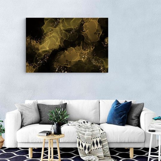 Tablou canvas abstract in nuante de galben auriu negru 1089 living modern - Afis Poster abstract marmura pentru living casa birou bucatarie livrare in 24 ore la cel mai bun pret.