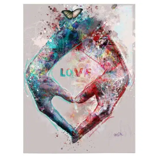 Tablou canvas abstract maini inima love albastru rosu 1017 front - Afis Poster abstract maini inima love albastru rosu pentru living casa birou bucatarie livrare in 24 ore la cel mai bun pret.