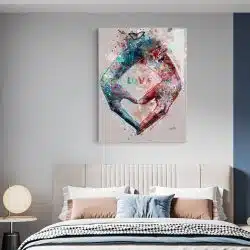 Tablou canvas abstract maini inima love albastru rosu 1017 dormitor - Afis Poster abstract maini inima love albastru rosu pentru living casa birou bucatarie livrare in 24 ore la cel mai bun pret.