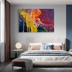 Tablou canvas abstract pictura galben rosu albastru 1117 dormitor - Afis Poster abstract pictura pentru living casa birou bucatarie livrare in 24 ore la cel mai bun pret.