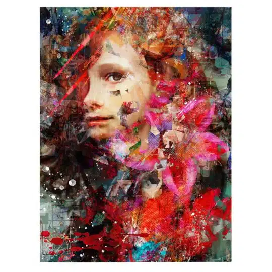 Tablou canvas abstract portret copil in nuante multicolore 1033 front - Afis Poster abstract portret copil multicolore pentru living casa birou bucatarie livrare in 24 ore la cel mai bun pret.