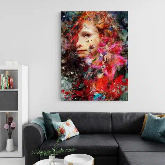 Tablou canvas abstract portret copil in nuante multicolore 1033 living 2 - Afis Poster abstract portret copil multicolore pentru living casa birou bucatarie livrare in 24 ore la cel mai bun pret.