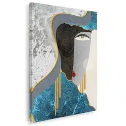 Tablou canvas abstract portret femeie in nuante albastru negru gri 1041 - Afis Poster abstract portret femeie albastru negru gri pentru living casa birou bucatarie livrare in 24 ore la cel mai bun pret.