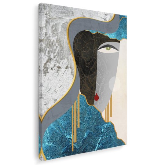 Tablou canvas abstract portret femeie in nuante albastru negru gri 1041 - Afis Poster abstract portret femeie albastru negru gri pentru living casa birou bucatarie livrare in 24 ore la cel mai bun pret.