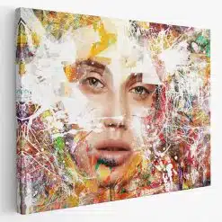 Tablou canvas abstract portret femeie in nuante multicolore 1018 - Afis Poster abstract portret femeie pentru living casa birou bucatarie livrare in 24 ore la cel mai bun pret.