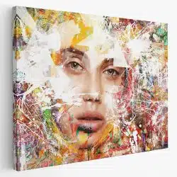 Tablou canvas abstract portret femeie in nuante multicolore 1018 - Afis Poster abstract portret femeie pentru living casa birou bucatarie livrare in 24 ore la cel mai bun pret.