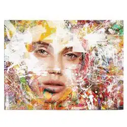 Tablou canvas abstract portret femeie in nuante multicolore 1018 front - Afis Poster abstract portret femeie pentru living casa birou bucatarie livrare in 24 ore la cel mai bun pret.