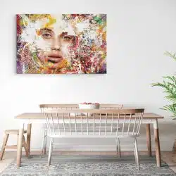 Tablou canvas abstract portret femeie in nuante multicolore 1018 bucatarie3 - Afis Poster abstract portret femeie pentru living casa birou bucatarie livrare in 24 ore la cel mai bun pret.