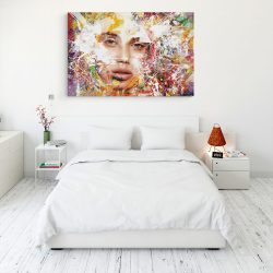 Tablou canvas abstract portret femeie in nuante multicolore 1018 dormitor 2 - Afis Poster abstract portret femeie pentru living casa birou bucatarie livrare in 24 ore la cel mai bun pret.