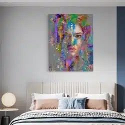 Tablou canvas abstract portret femeie in nuante multicolore 1030 dormitor 1 - Afis Poster abstract portret femeie pentru living casa birou bucatarie livrare in 24 ore la cel mai bun pret.