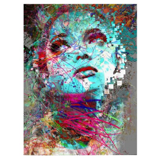 Tablou canvas abstract portret femeie in nuante multicolore 1031 front 1 - Afis Poster abstract portret femeie multicolore pentru living casa birou bucatarie livrare in 24 ore la cel mai bun pret.