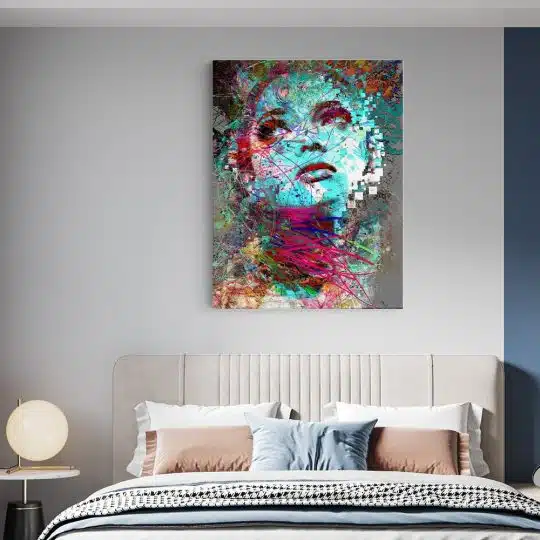 Tablou canvas abstract portret femeie in nuante multicolore 1031 dormitor 1 - Afis Poster abstract portret femeie multicolore pentru living casa birou bucatarie livrare in 24 ore la cel mai bun pret.