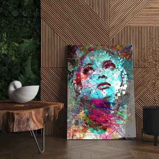 Tablou canvas abstract portret femeie in nuante multicolore 1031 living 2 - Afis Poster abstract portret femeie multicolore pentru living casa birou bucatarie livrare in 24 ore la cel mai bun pret.