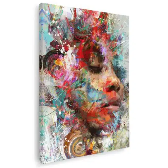 Tablou canvas abstract portret femeie in nuante multicolore 1037 - Afis Poster abstract portret femeie multicolore pentru living casa birou bucatarie livrare in 24 ore la cel mai bun pret.