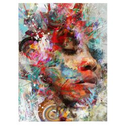 Tablou canvas abstract portret femeie in nuante multicolore 1037 front - Afis Poster abstract portret femeie multicolore pentru living casa birou bucatarie livrare in 24 ore la cel mai bun pret.