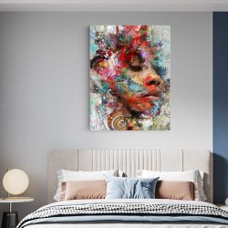 Tablou canvas abstract portret femeie in nuante multicolore 1037 dormitor - Afis Poster abstract portret femeie multicolore pentru living casa birou bucatarie livrare in 24 ore la cel mai bun pret.