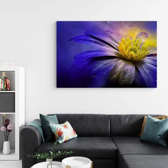 Tablou canvas anemona fantezie galben violet 1087 living - Afis Poster abstract marmura pentru living casa birou bucatarie livrare in 24 ore la cel mai bun pret.