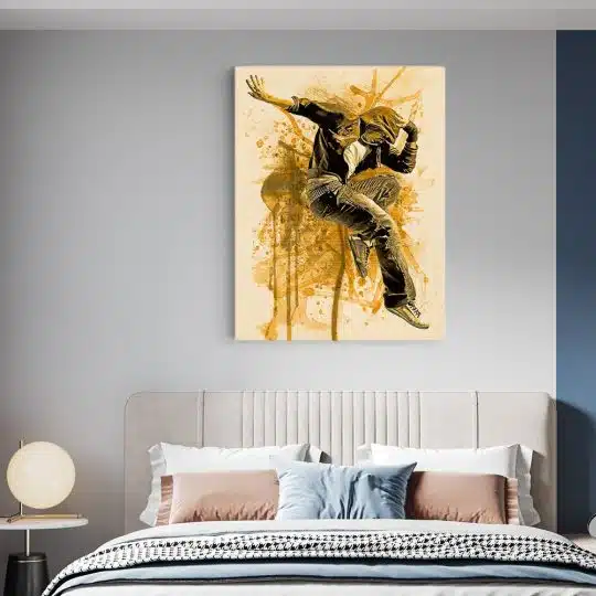 Tablou canvas barbat dans hip hop crem ocru negru 1232 dormitor - Afis Poster barbat dans hip-hop pentru living casa birou bucatarie livrare in 24 ore la cel mai bun pret.