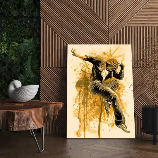 Tablou canvas barbat dans hip hop crem ocru negru 1232 living - Afis Poster barbat dans hip-hop pentru living casa birou bucatarie livrare in 24 ore la cel mai bun pret.