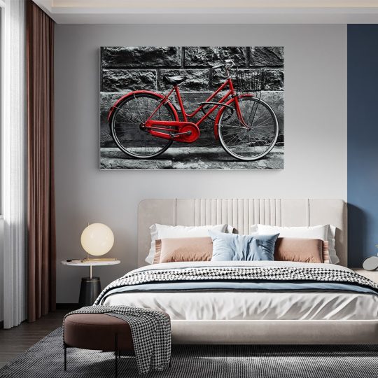 Tablou canvas bicicleta vintage langa perete rosu negru 1186 dormitor - Afis Poster bicicleta vintage langa perete rosu negru pentru living casa birou bucatarie livrare in 24 ore la cel mai bun pret.