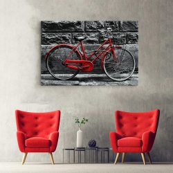 Tablou canvas bicicleta vintage langa perete rosu negru 1186 hol - Afis Poster bicicleta vintage langa perete rosu negru pentru living casa birou bucatarie livrare in 24 ore la cel mai bun pret.