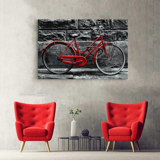 Tablou canvas bicicleta vintage langa perete rosu negru 1186 hol - Afis Poster bicicleta vintage langa perete rosu negru pentru living casa birou bucatarie livrare in 24 ore la cel mai bun pret.
