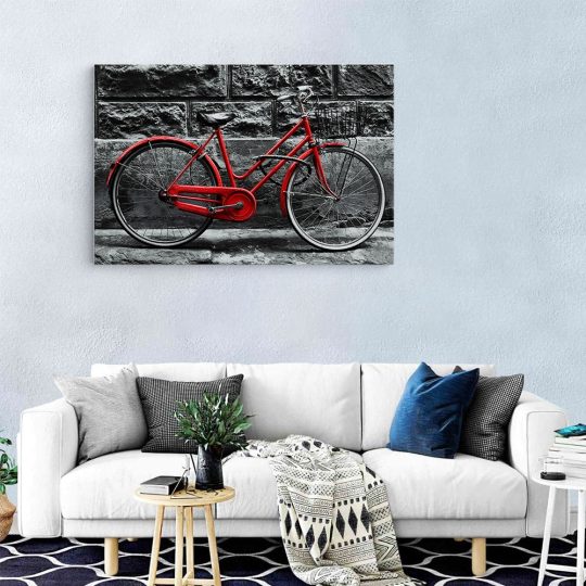 Tablou canvas bicicleta vintage langa perete rosu negru 1186 living modern - Afis Poster bicicleta vintage langa perete rosu negru pentru living casa birou bucatarie livrare in 24 ore la cel mai bun pret.