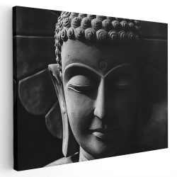 Tablou canvas cap statuie Buddha alb negru 1275 - Afis Poster Buddha pentru living casa birou bucatarie livrare in 24 ore la cel mai bun pret.