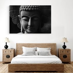 Tablou canvas cap statuie Buddha alb negru 1275 dormitor 3 - Afis Poster Buddha pentru living casa birou bucatarie livrare in 24 ore la cel mai bun pret.